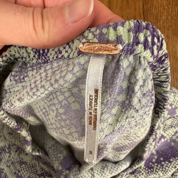 Free People Lime Green Snakeskin Midi Button Front Skirt - Picture 6 of 8